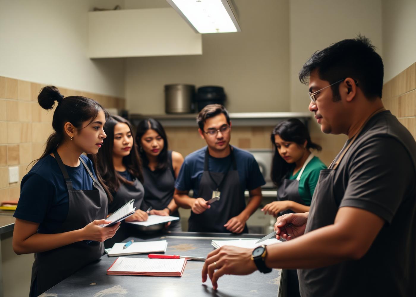 Turma de formação profissional em cozinha social